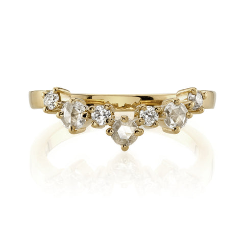 Two-Tone Bezel Diamond Curved Wedding Band