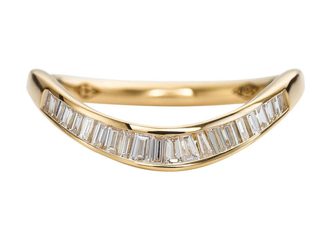 Two-Tone Bezel Diamond Curved Wedding Band
