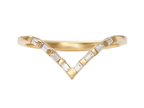 Two-Tone Bezel Diamond Curved Wedding Band