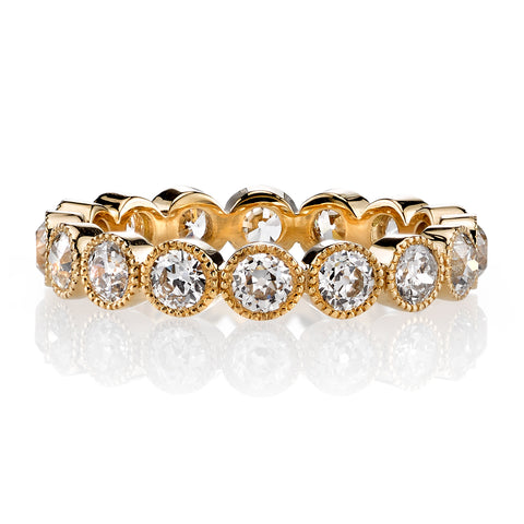 Two-Tone Bezel Diamond Curved Wedding Band