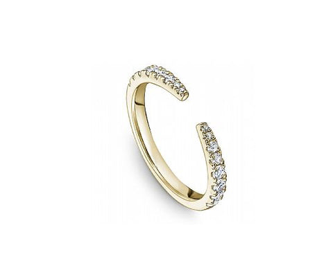 Two-Tone Bezel Diamond Curved Wedding Band
