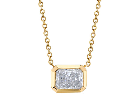Pavé Rustic Gray Diamond Rectangle Pendant Necklace