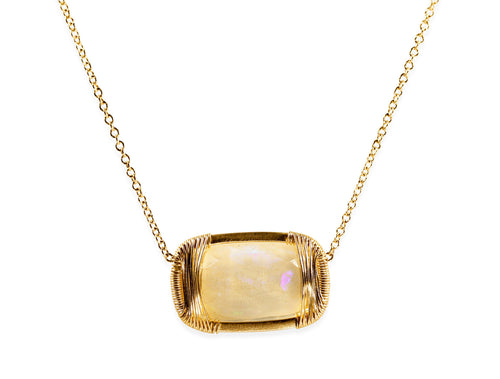 Rose Cut Ethiopian Opal Pendant Necklace