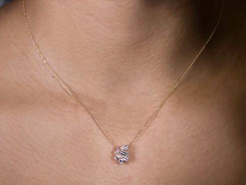 Diamond Trellis Bud Pendant Necklace