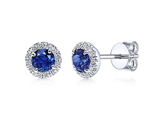 Sapphire and Diamond Stud Earrings in White Gold