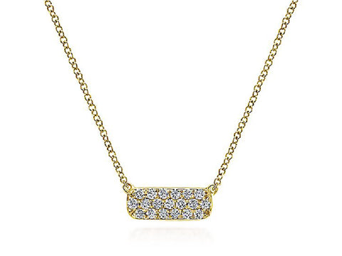 Pavé Rustic Gray Diamond Rectangle Pendant Necklace