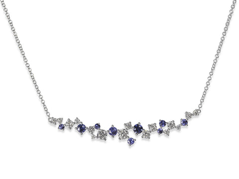 Pavé Rustic Gray Diamond Rectangle Pendant Necklace