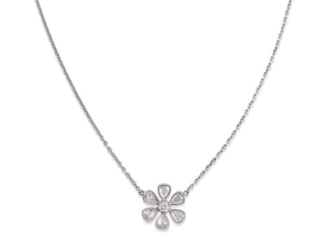 Pavé Rustic Gray Diamond Rectangle Pendant Necklace