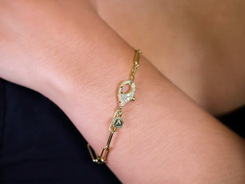 Paperclip Chain Bracelet with Pavé Diamond Clasp