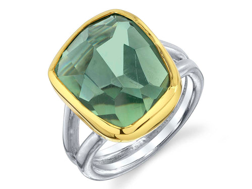 Bezel Set Green Amethyst Ring