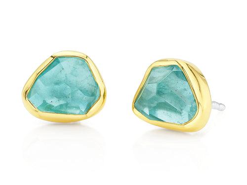 Bezel Set Aquamarine Stud Earrings