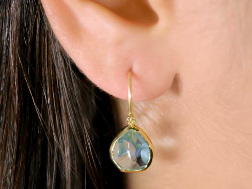 Freeform Aquamarine Drop Earrings