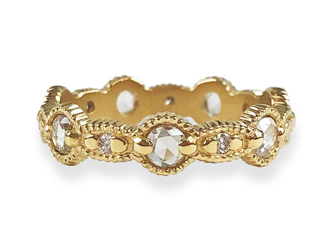 Two-Tone Bezel Diamond Curved Wedding Band