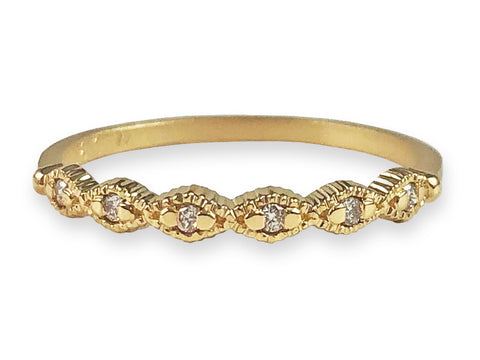 Two-Tone Bezel Diamond Curved Wedding Band