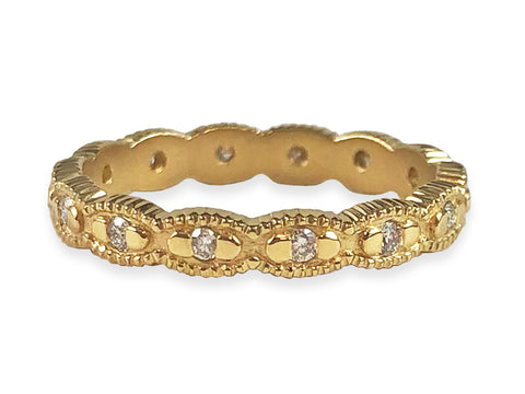 Two-Tone Bezel Diamond Curved Wedding Band