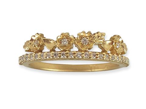 Two-Tone Bezel Diamond Curved Wedding Band