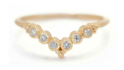 Two-Tone Bezel Diamond Curved Wedding Band