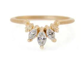 Two-Tone Bezel Diamond Curved Wedding Band