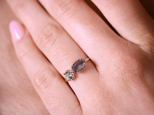 Vintage-Inspired Salt & Pepper and Antique Diamond Ring