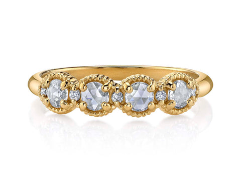 Two-Tone Bezel Diamond Curved Wedding Band