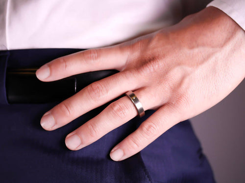 18K White Gold and Solid Wood Men's Wedding Band