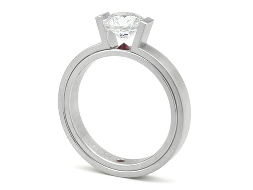 Platinum Tension-Bar Engagement Ring Mounting
