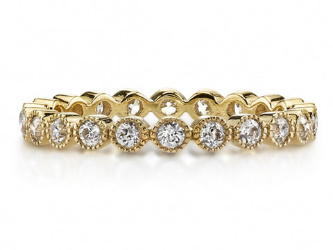 Two-Tone Bezel Diamond Curved Wedding Band