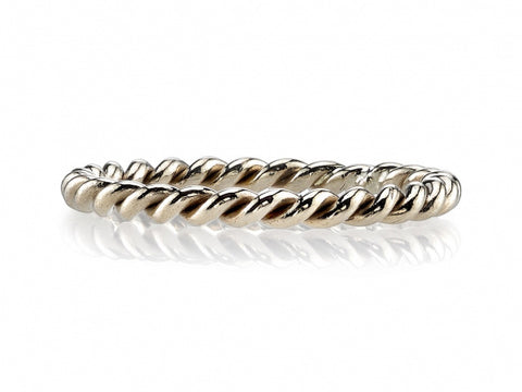 Two-Tone Bezel Diamond Curved Wedding Band