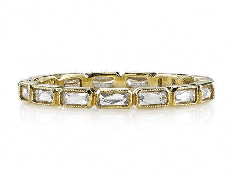 Two-Tone Bezel Diamond Curved Wedding Band