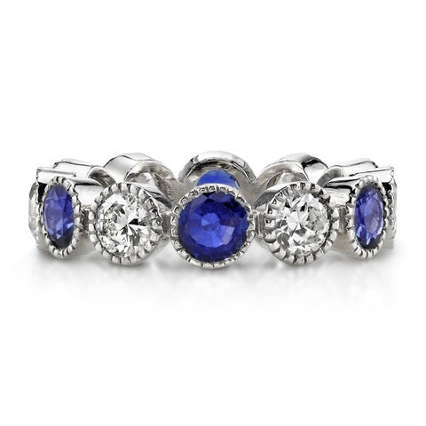 Two-Tone Bezel Diamond Curved Wedding Band