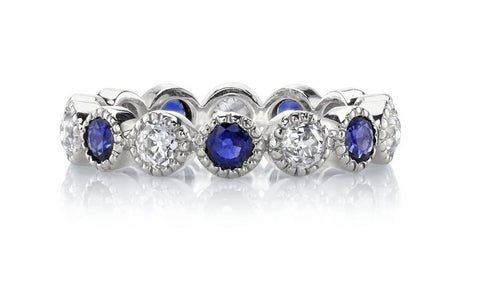 Two-Tone Bezel Diamond Curved Wedding Band
