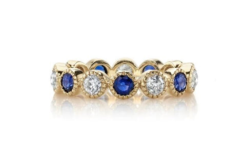 Two-Tone Bezel Diamond Curved Wedding Band