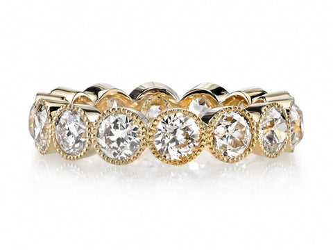 Two-Tone Bezel Diamond Curved Wedding Band