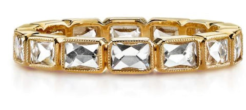 Two-Tone Bezel Diamond Curved Wedding Band