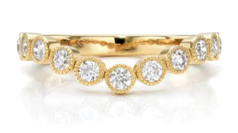 Two-Tone Bezel Diamond Curved Wedding Band