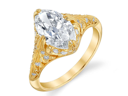 Antique Moval Diamond Engagement Ring