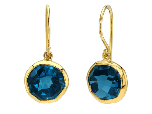 Bezel Set London Blue Topaz Drop Earrings