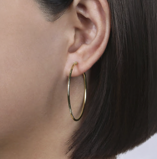 Classic Round 40mm Hoop Earrings in Yellow Gold