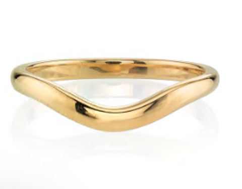 Two-Tone Bezel Diamond Curved Wedding Band