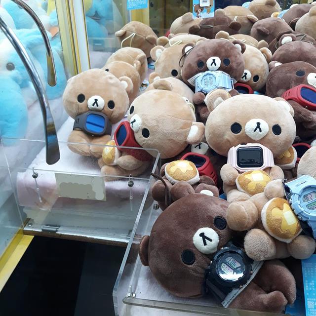 The merchandises and prizes in the claw machine