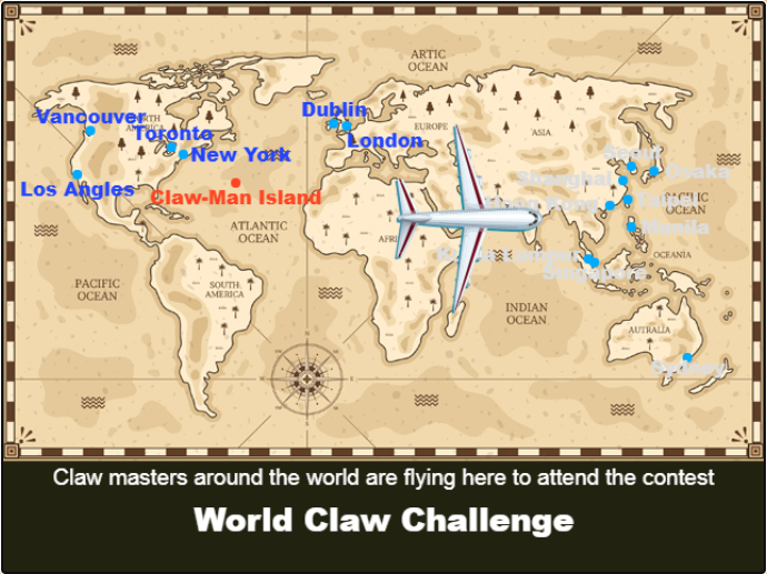 World Claw Challenge - the world map