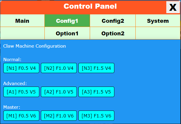 The Control Panel at config1 tabpage