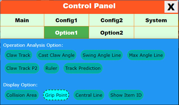 The Control Panel at option1 tabpage